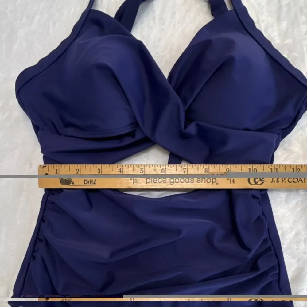 EOMENIE‎ One Piece Swimsuit Navy Blue Size S Adjustable Strap Padded